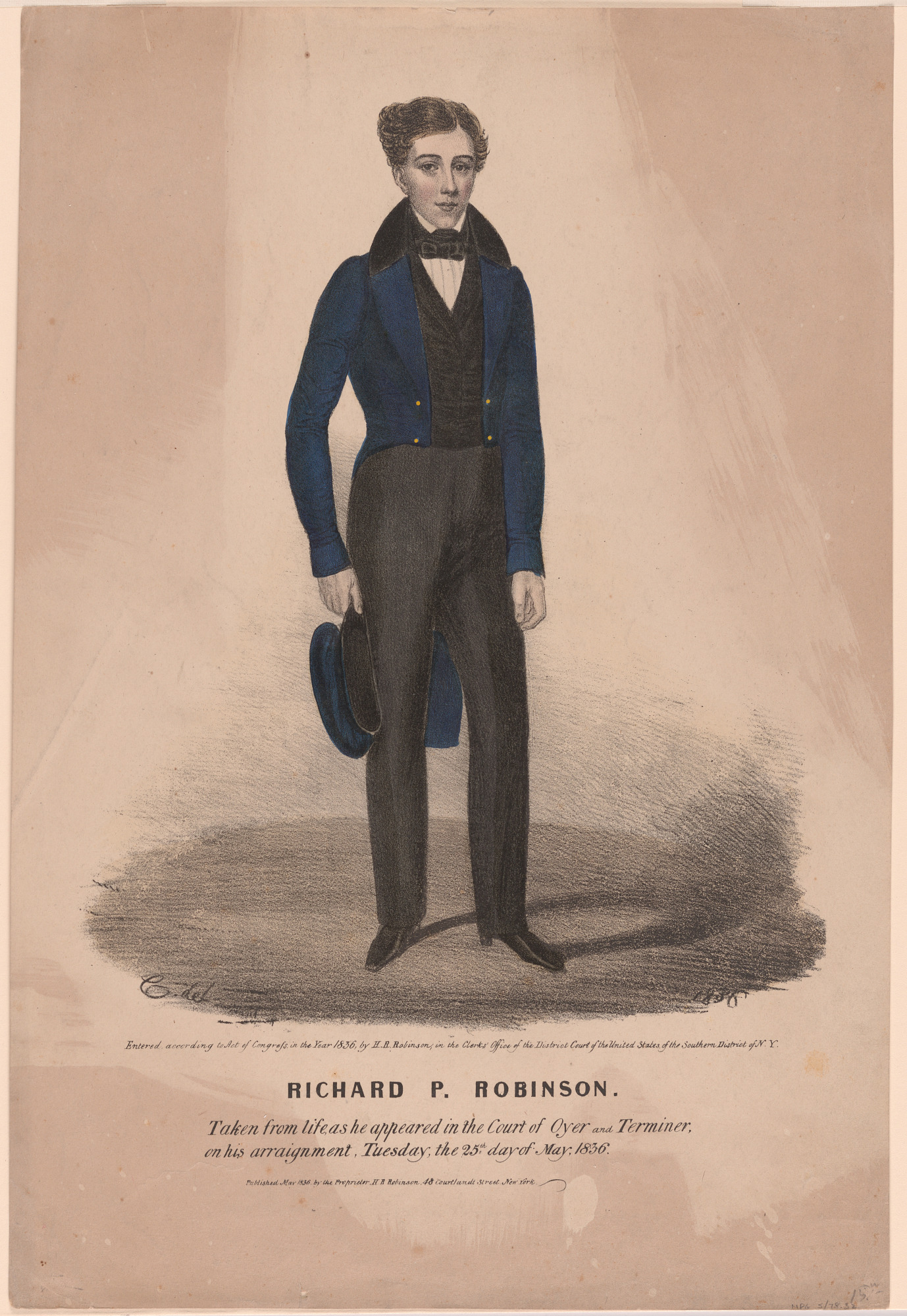 Portrait of Richard Robinson during his trial.
