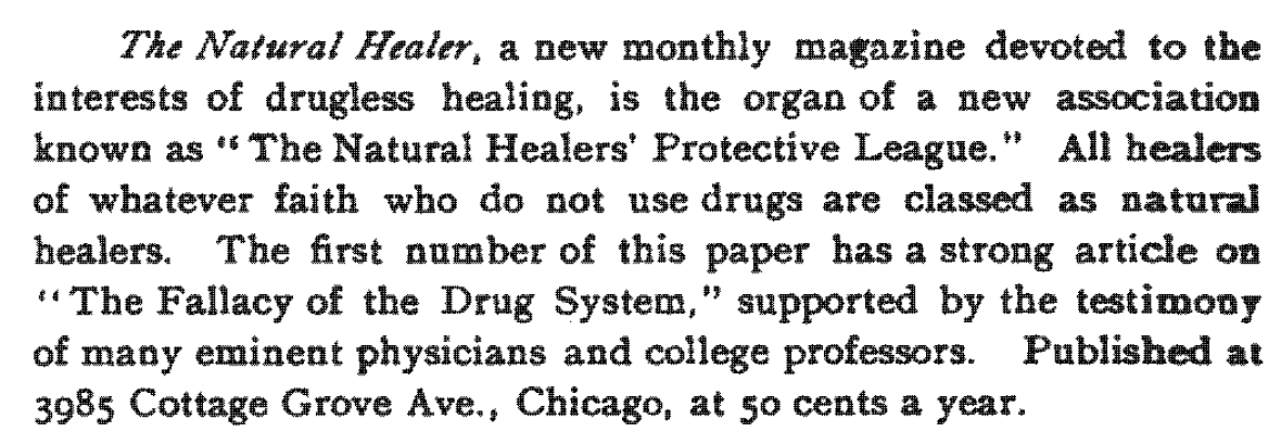 Post in Unity Magazine, July 1900.