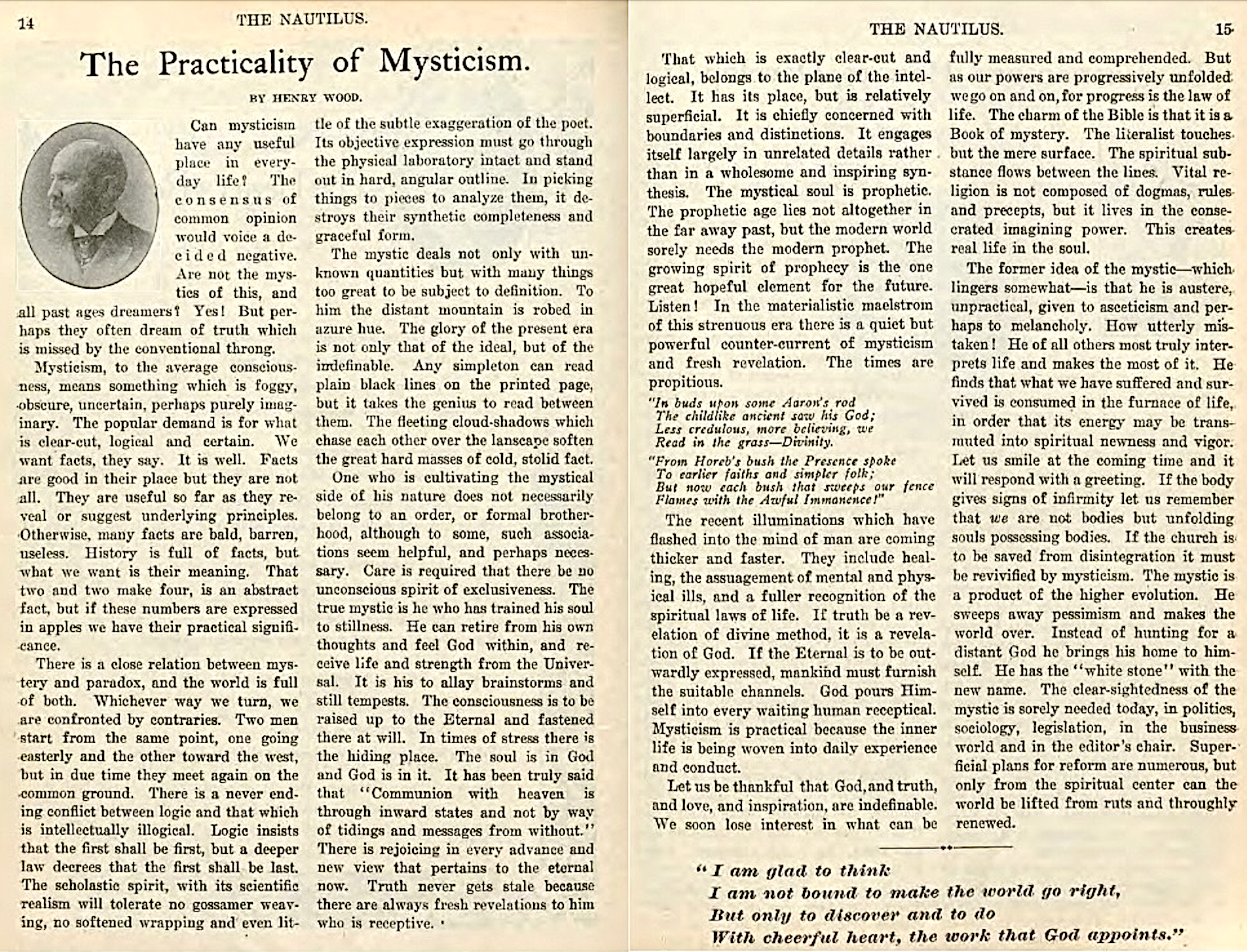 Henry Wood article on Mysticism in The Nautilus magazine May 1908