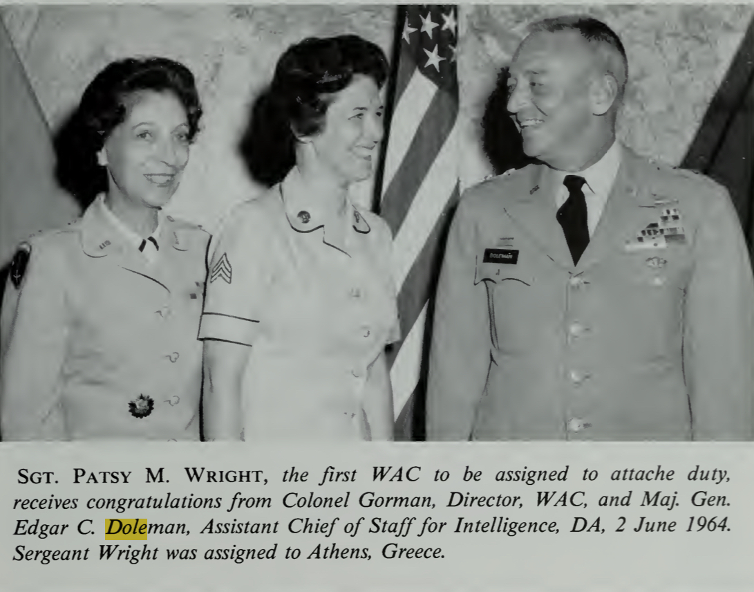Gen. Edgar C Doleman at the Women's Army Corps|center Gen. Edgar C Doleman at the Women's Army Corps|center