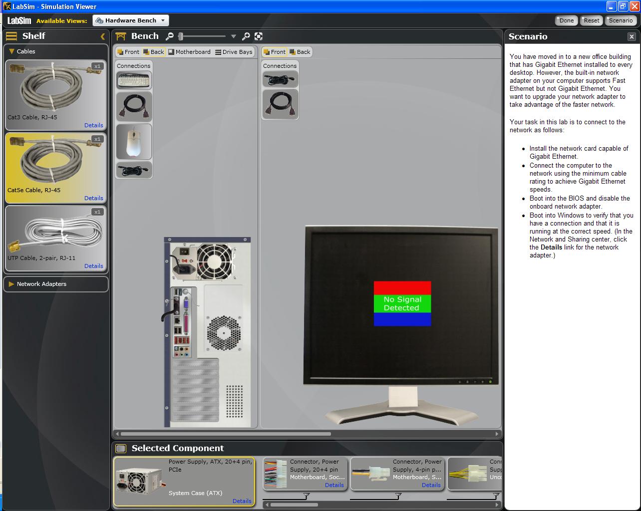 Screen capture from LabSim A+ certification training