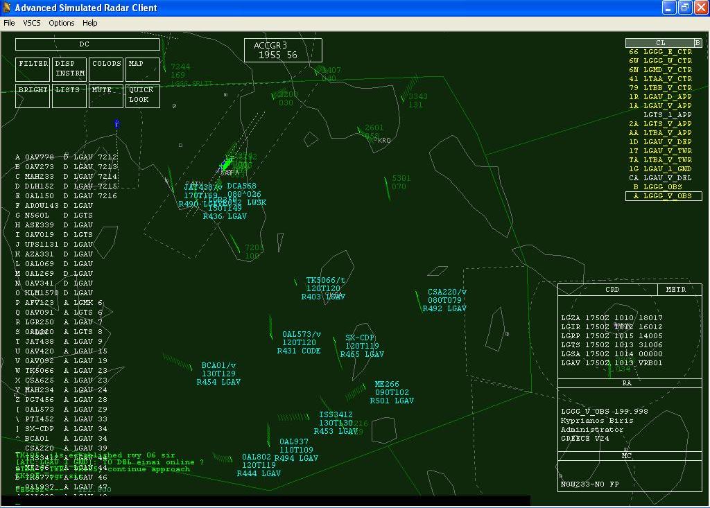 |thumb|right|A screenshot taken from the ASRC program while in use by virtual-controllers on VATSIM