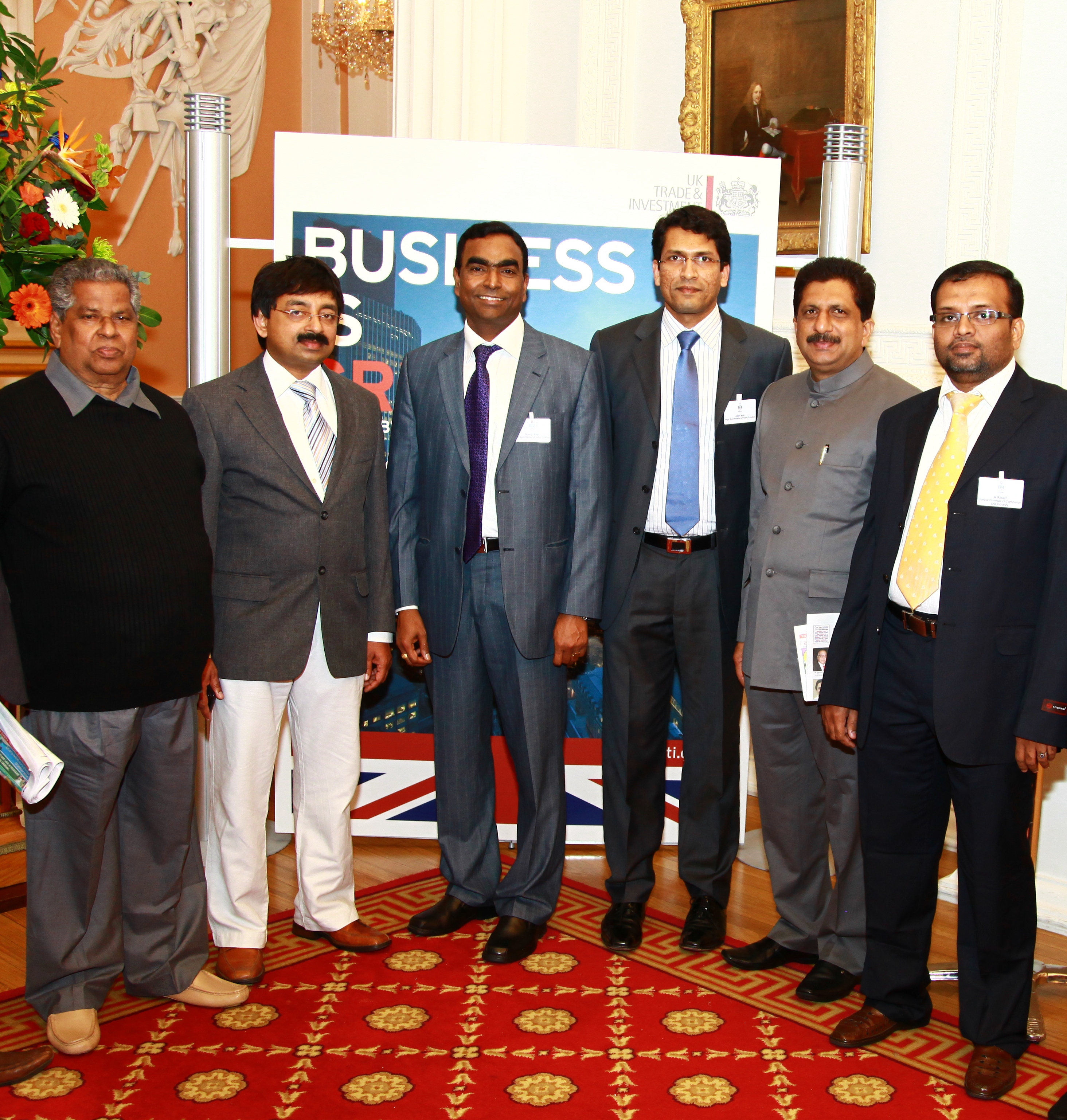  Chev. Dr. T U Kuruvila and Shri Monce Joseph along with Shri Raju George First Secretary and Ajithkumar Nair Protocol officer High Commission of India, London at Mansion House, London for attending India UK Infrastructure Meeting 