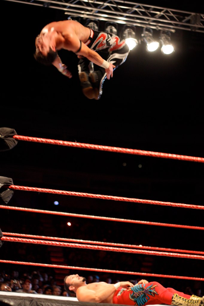 shooting star press from above the ladder