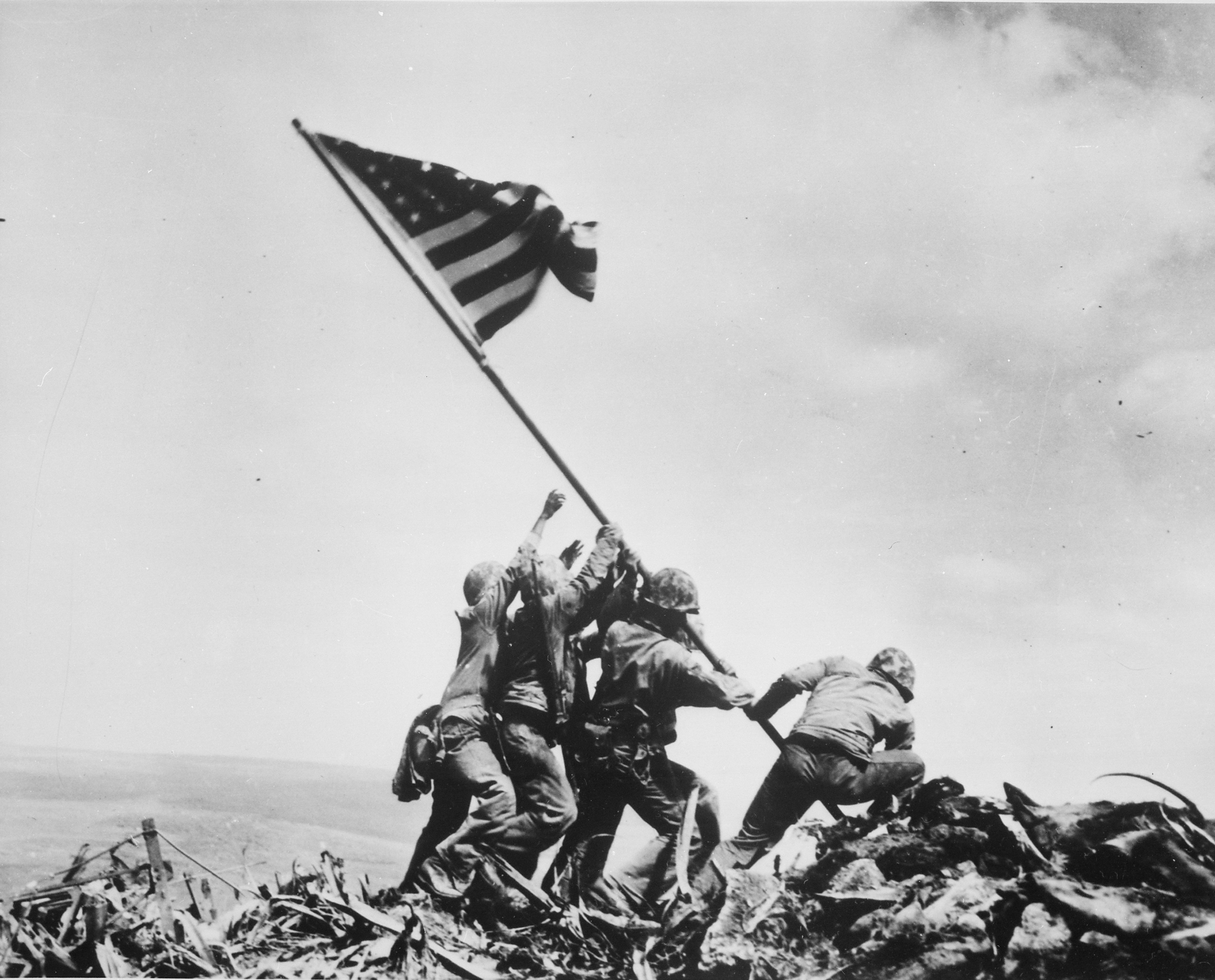 Joe Rosenthal's Raising the Flag on Iwo Jima taken on February 23, 1945